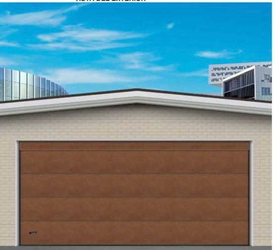 Puerta seccional con acabado imitación madera